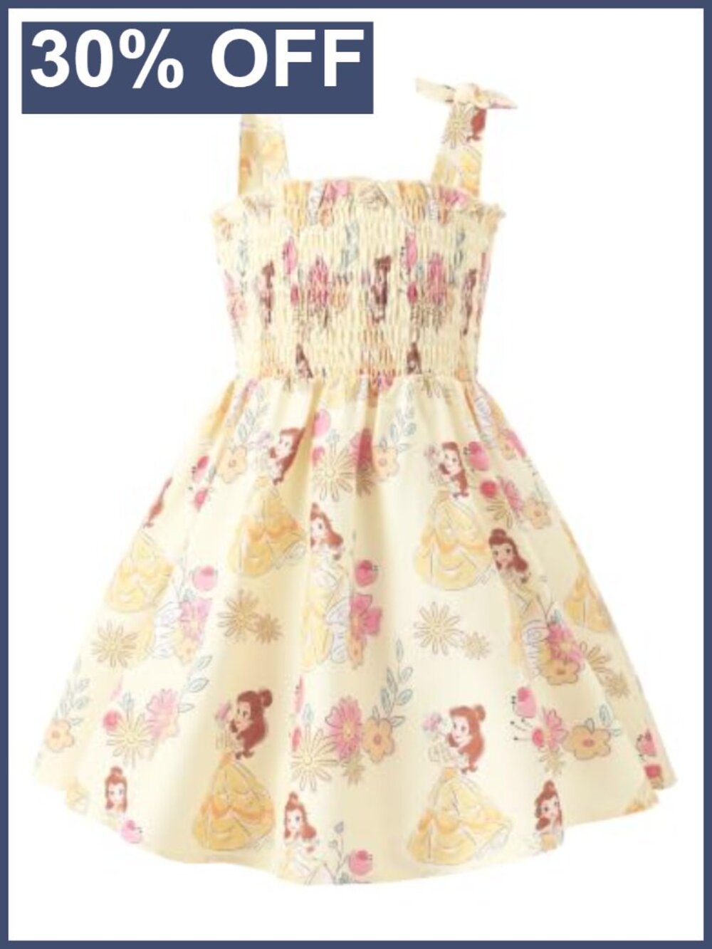 Disney Belle Yellow Floral A-line Toddler Girls Summer Dress